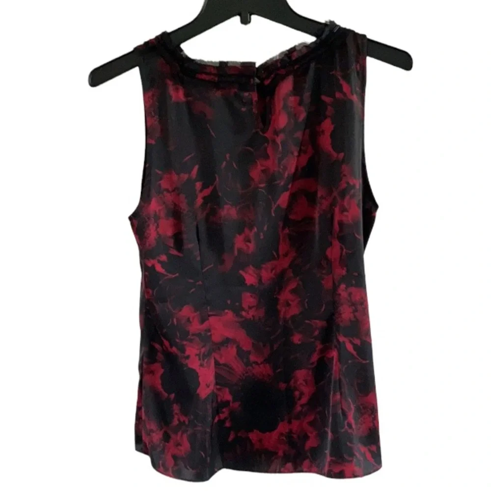 Dana Buchman Floral Print with Beading Sleeveless Top - Black & Red - Picture 2 of 6